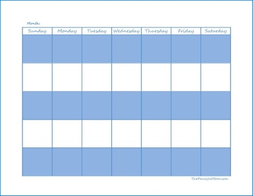 Click to Print: Monthly Calendar - The Peaceful Mom