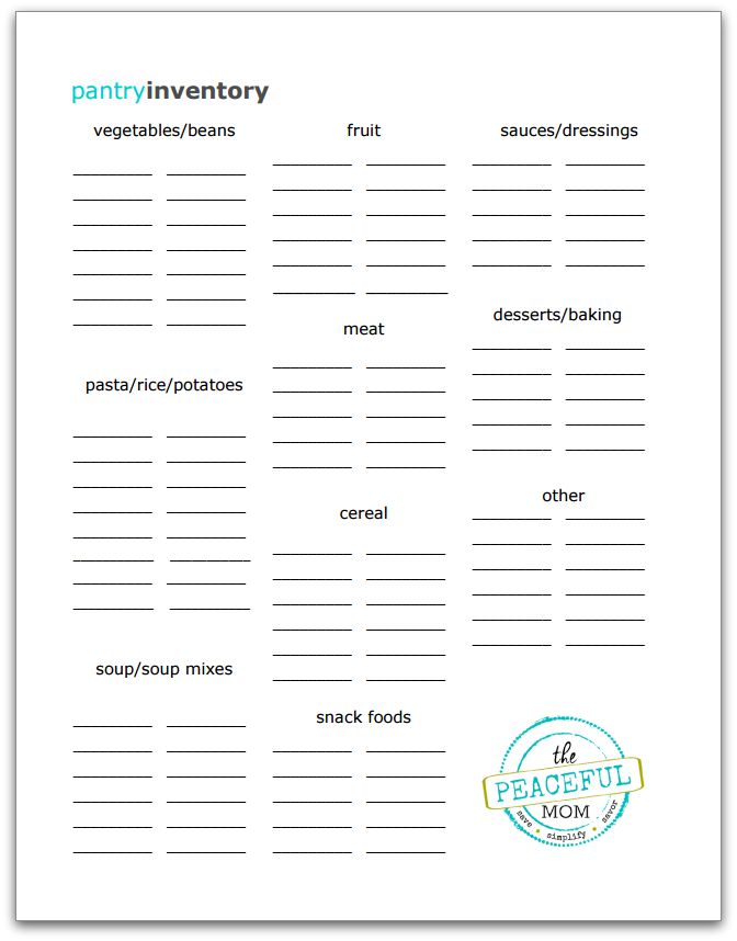 Free Pantry Inventory Printable The Peaceful Mom