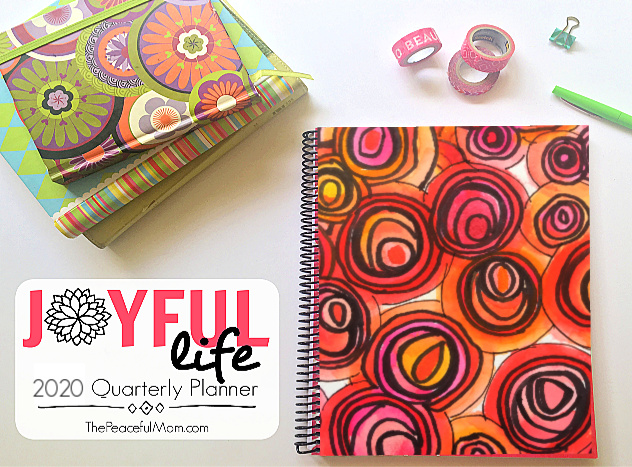 2020 Joyful Life Planner Desk Overhead with books - copyright 2019 Kimberlee Stokes -- The Peaceful Mom